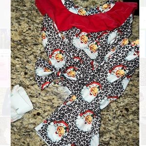 Cheetah/Santa Christmas Baby Bell/shirt/bow set!!!!